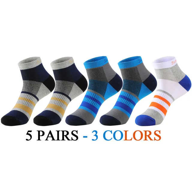 5 Pairs Lot Running Cotton Casual Combed Outdoor Ankle Socks for Men