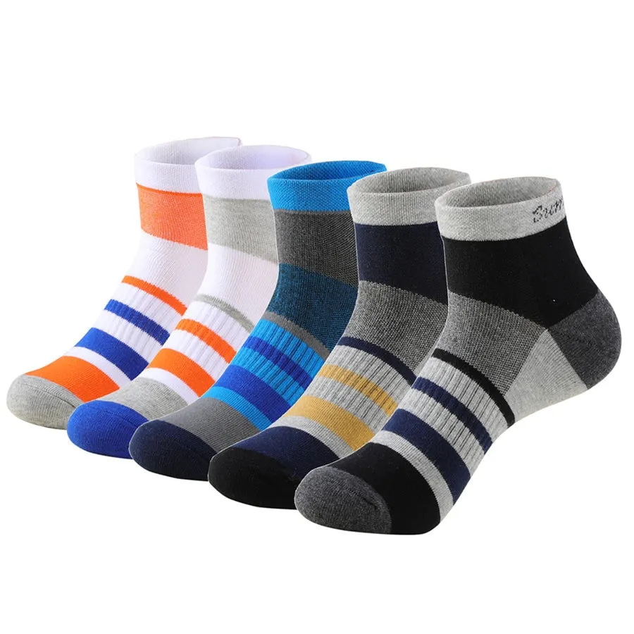 5 Pairs Lot Running Cotton Casual Combed Outdoor Ankle Socks for Men