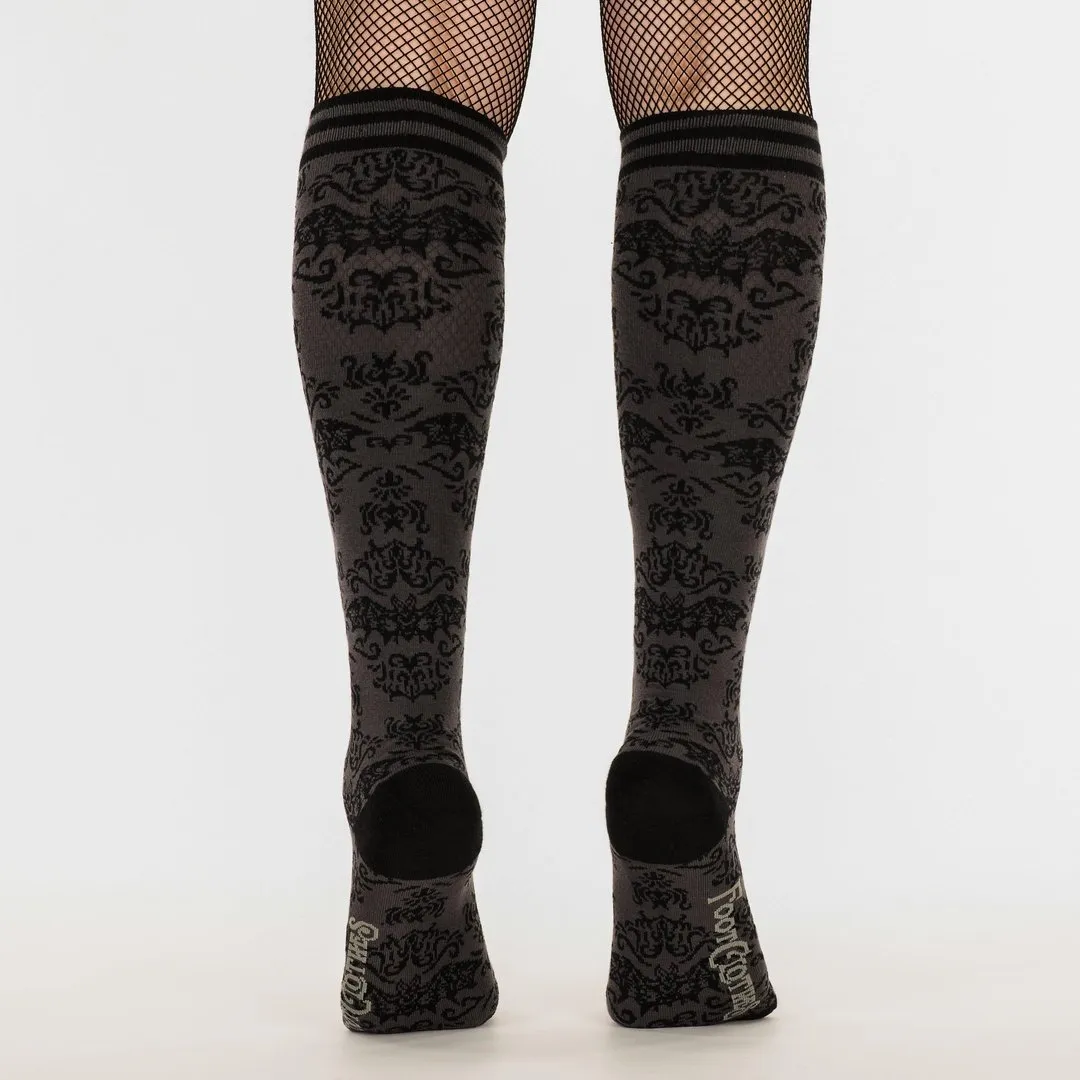 Bat Damask Knee High Socks