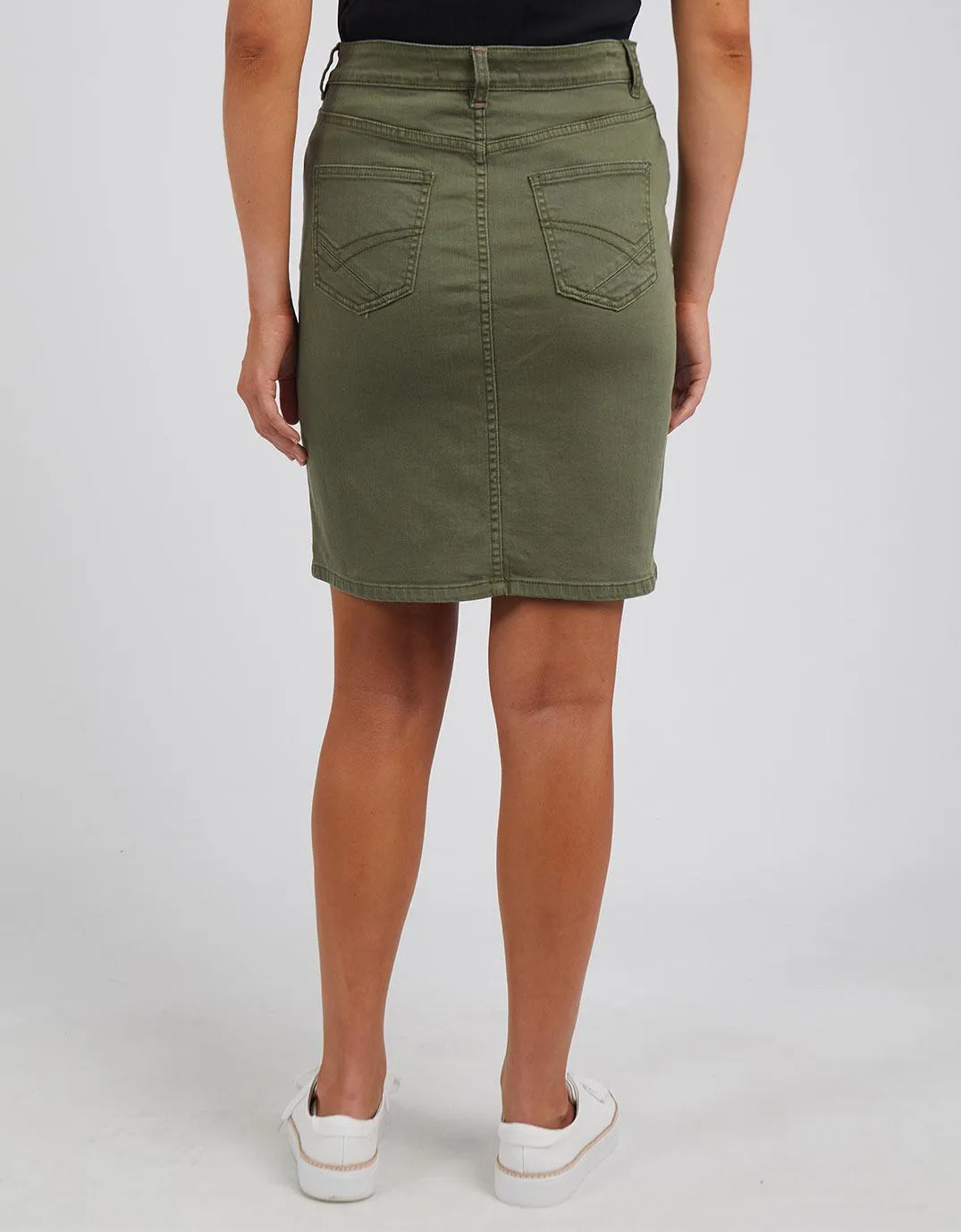 Belle Denim Skirt - Washed Khaki