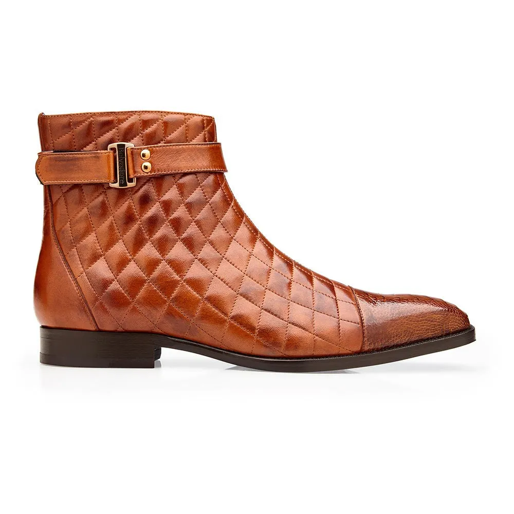 Belvedere Libero Almond Ostrich Leg & Quilted Leather Boots