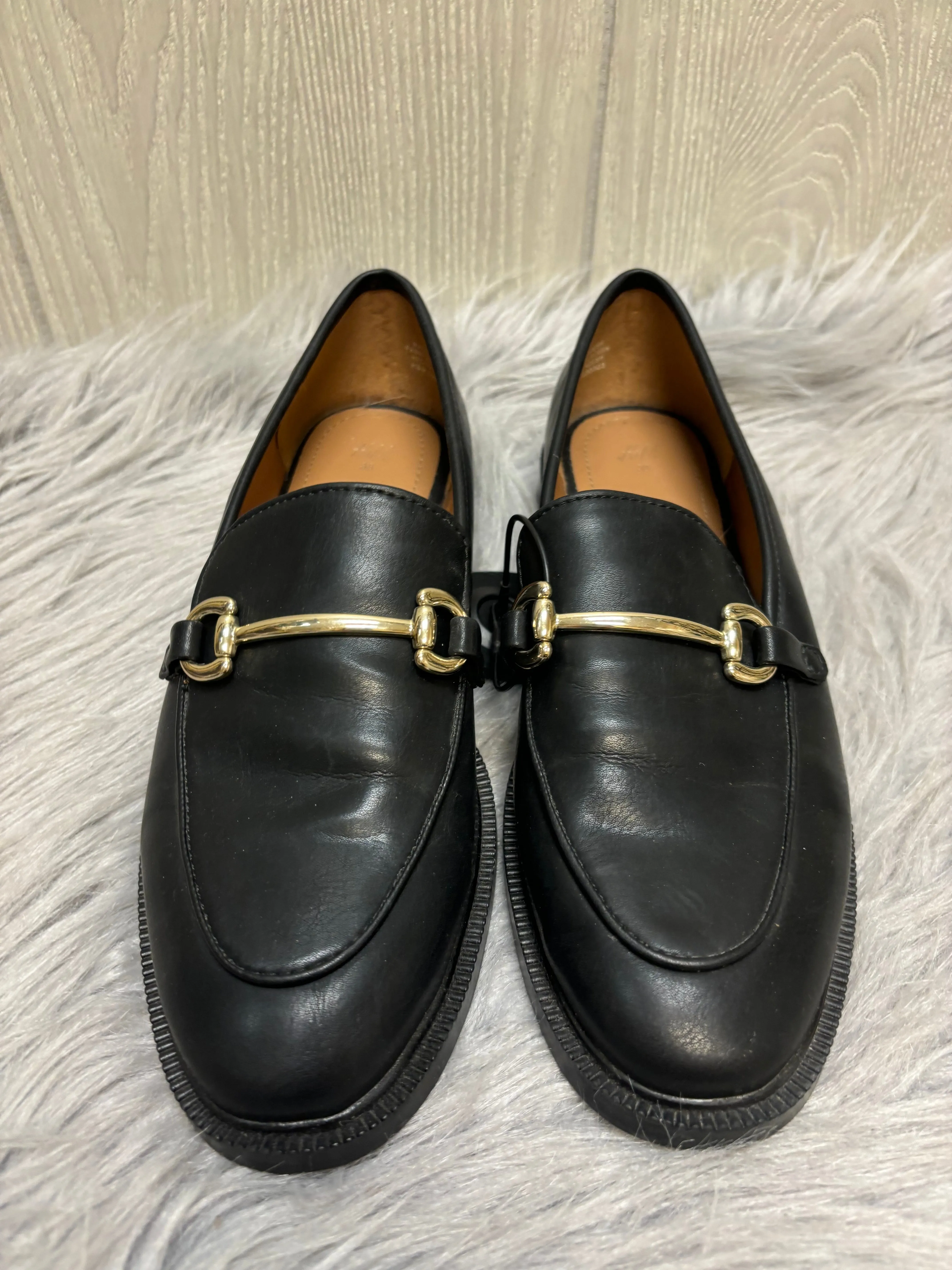 Black & Gold Shoes Flats Universal Thread, Size 7