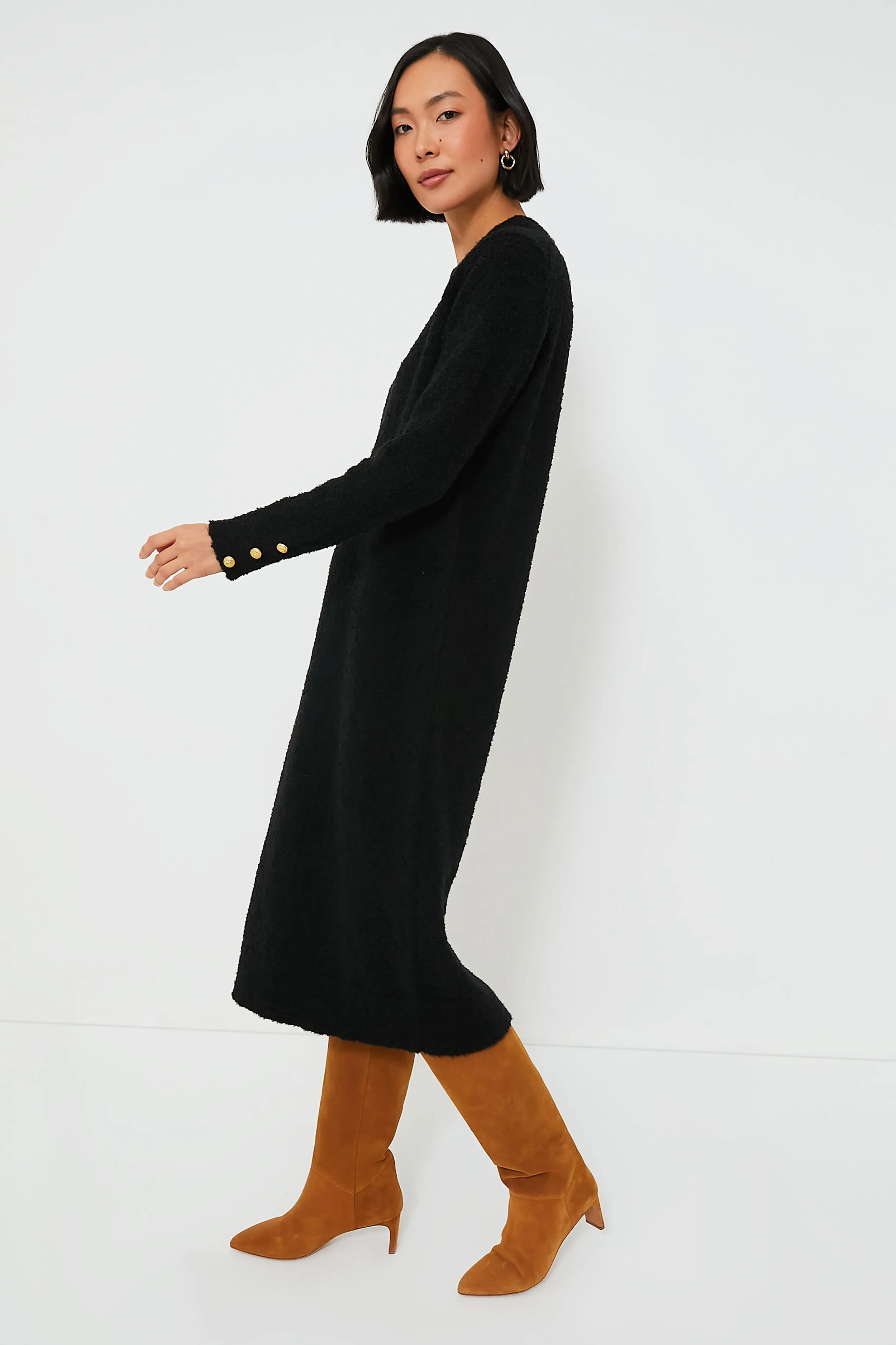 Black Boucle Knit Nelle Dress