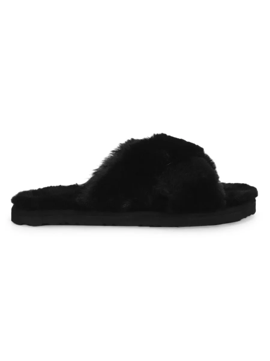 Black Fuzzy Fur Slip Ons