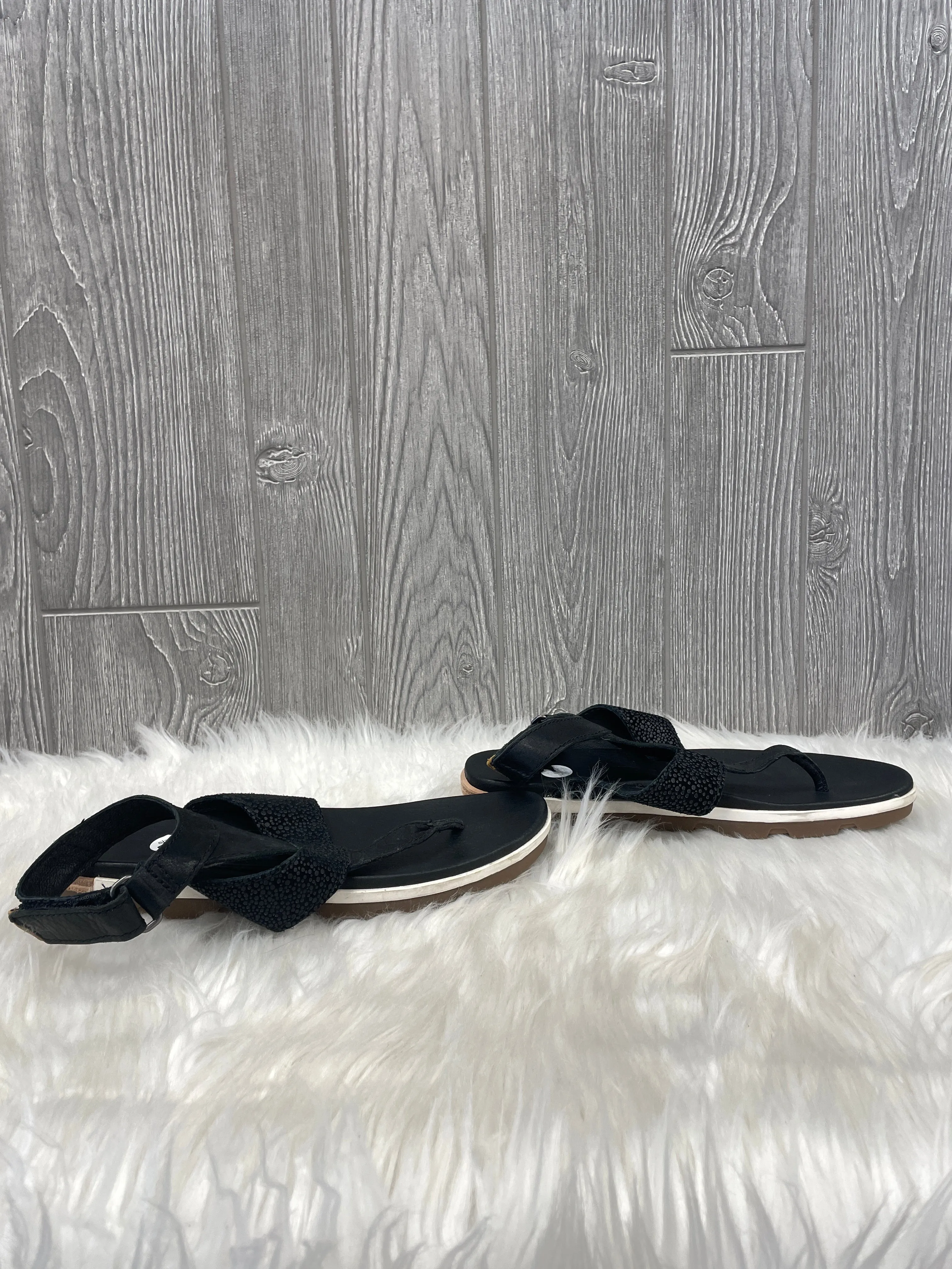 Black Sandals Flats Sorel, Size 8.5