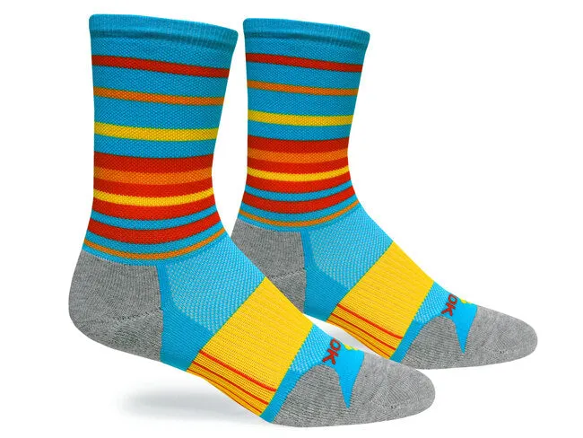 Blue & Yellow Hyper Stripe Crew Runner Socks