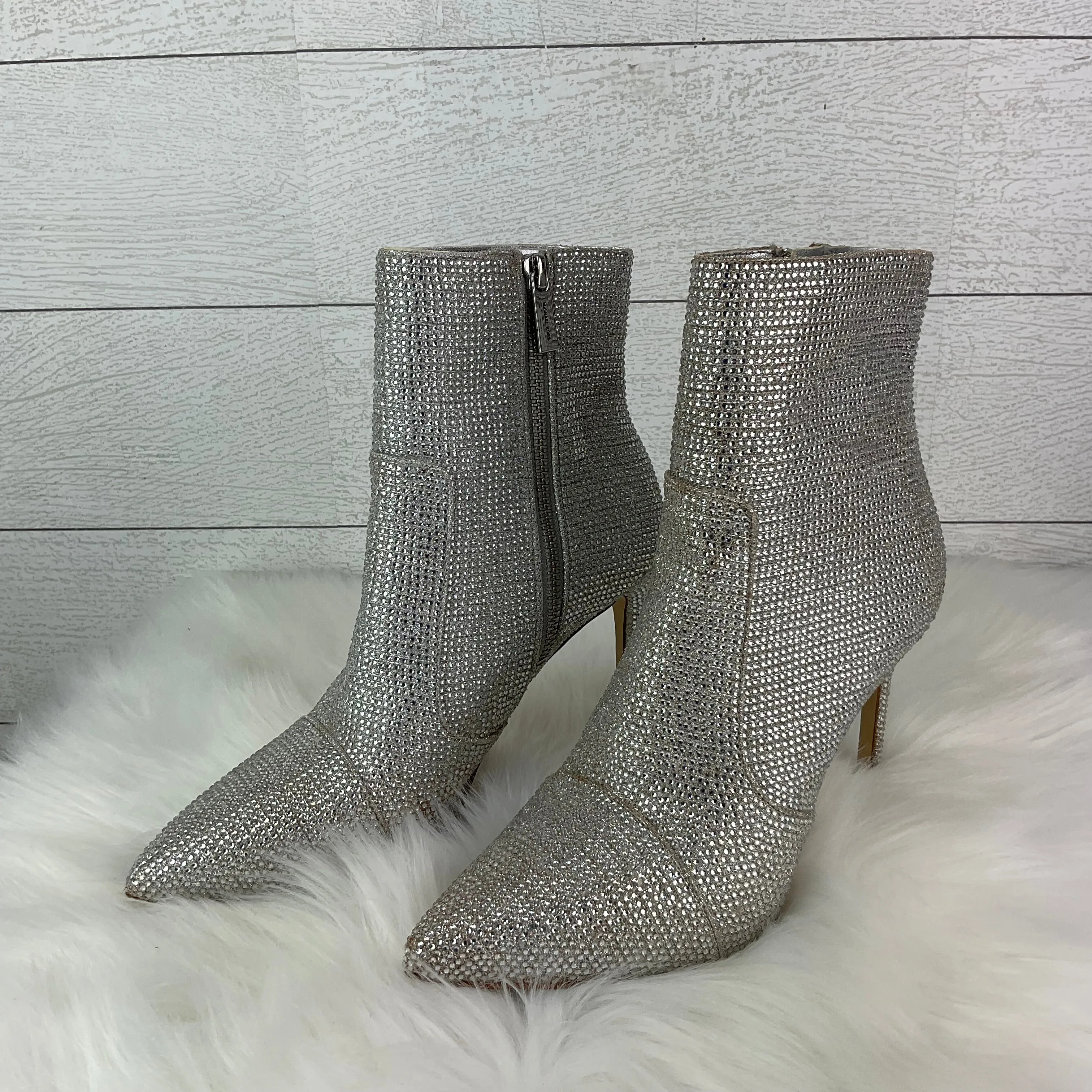 Boots Ankle Heels By Michael Kors In Silver, Size: 7