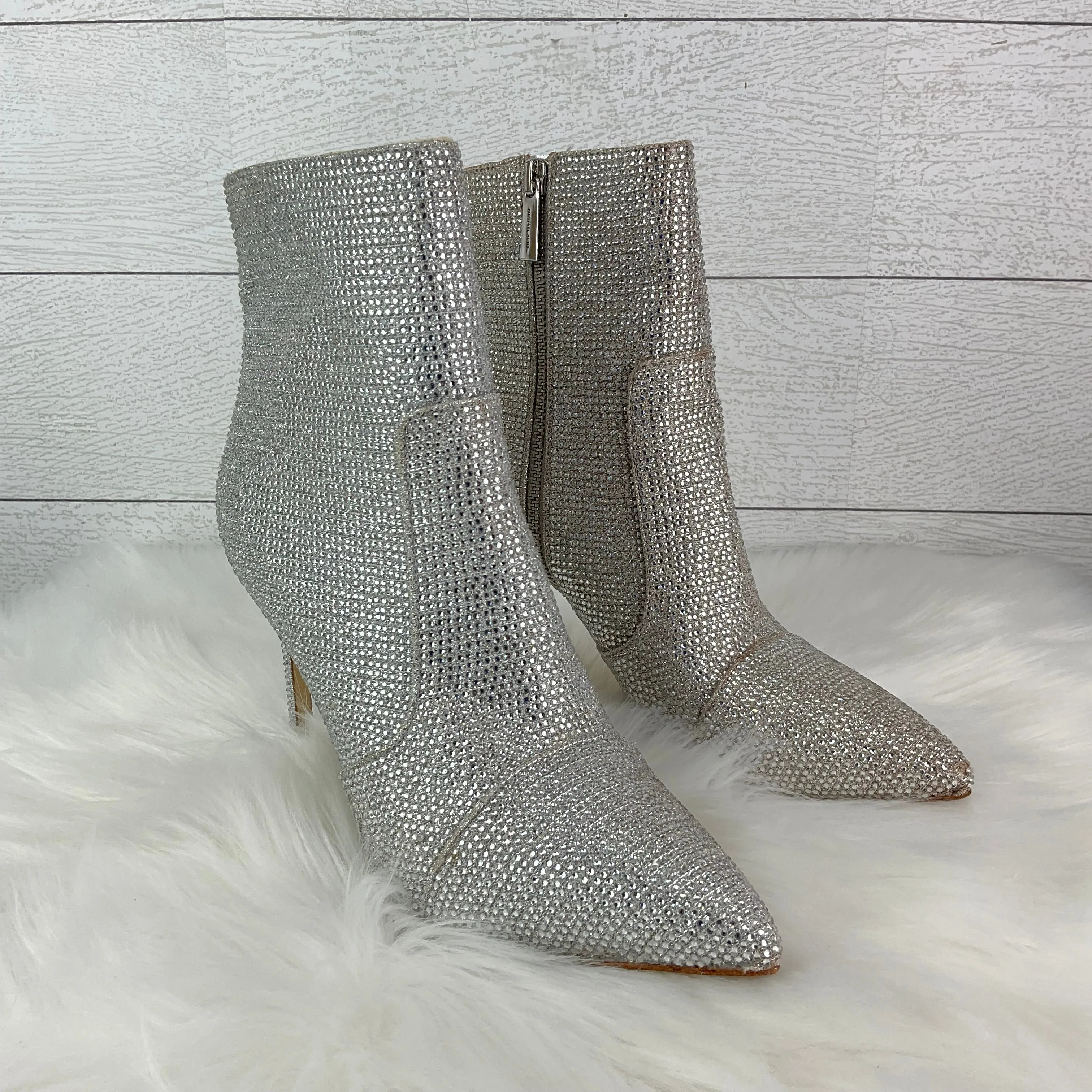 Boots Ankle Heels By Michael Kors In Silver, Size: 7