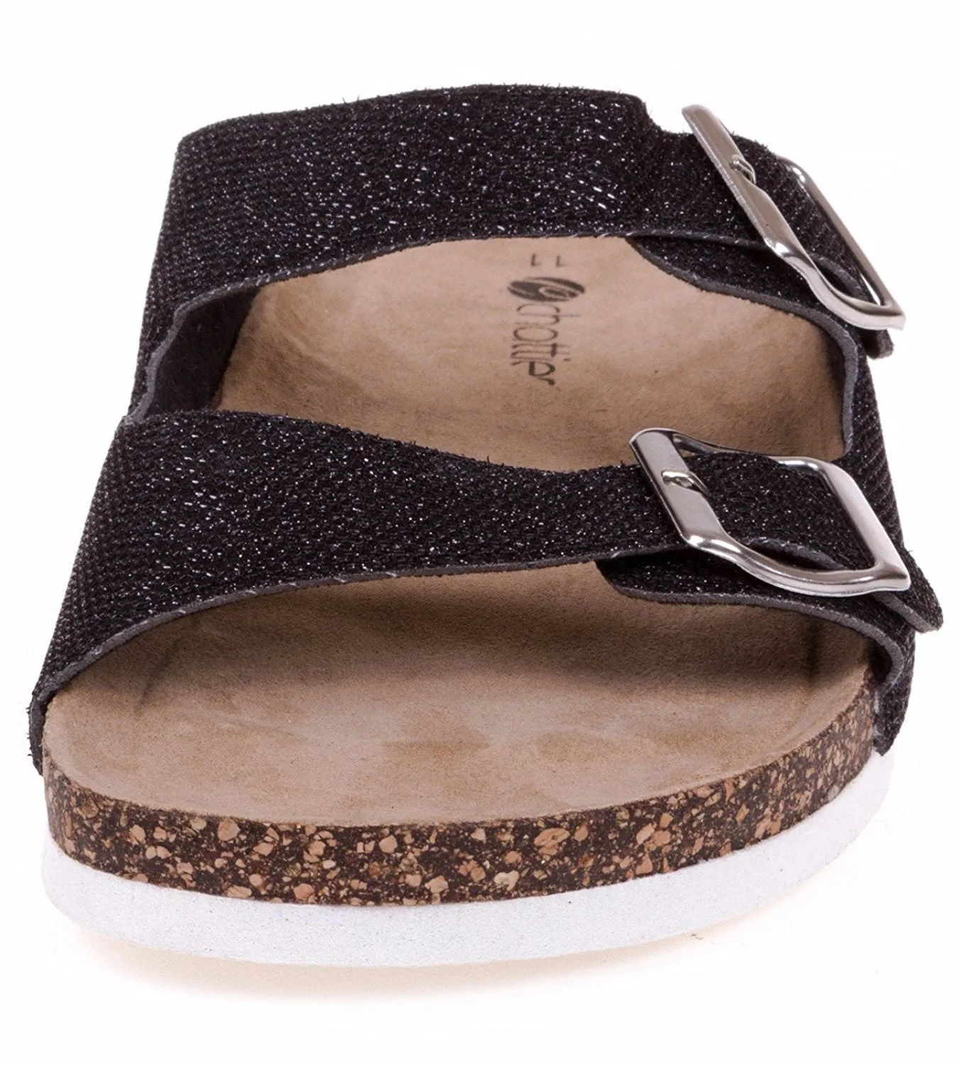 Chatties Ladies Footbed Slippers Size 9/10 (Black) - (Multiple Colors and Sizes Available)