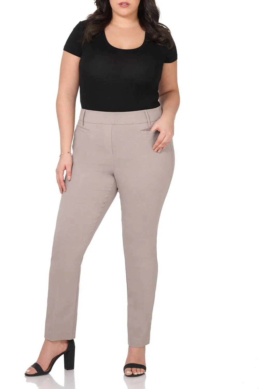 Curvy Pull-on Tummy Control Pants with Real Pockets