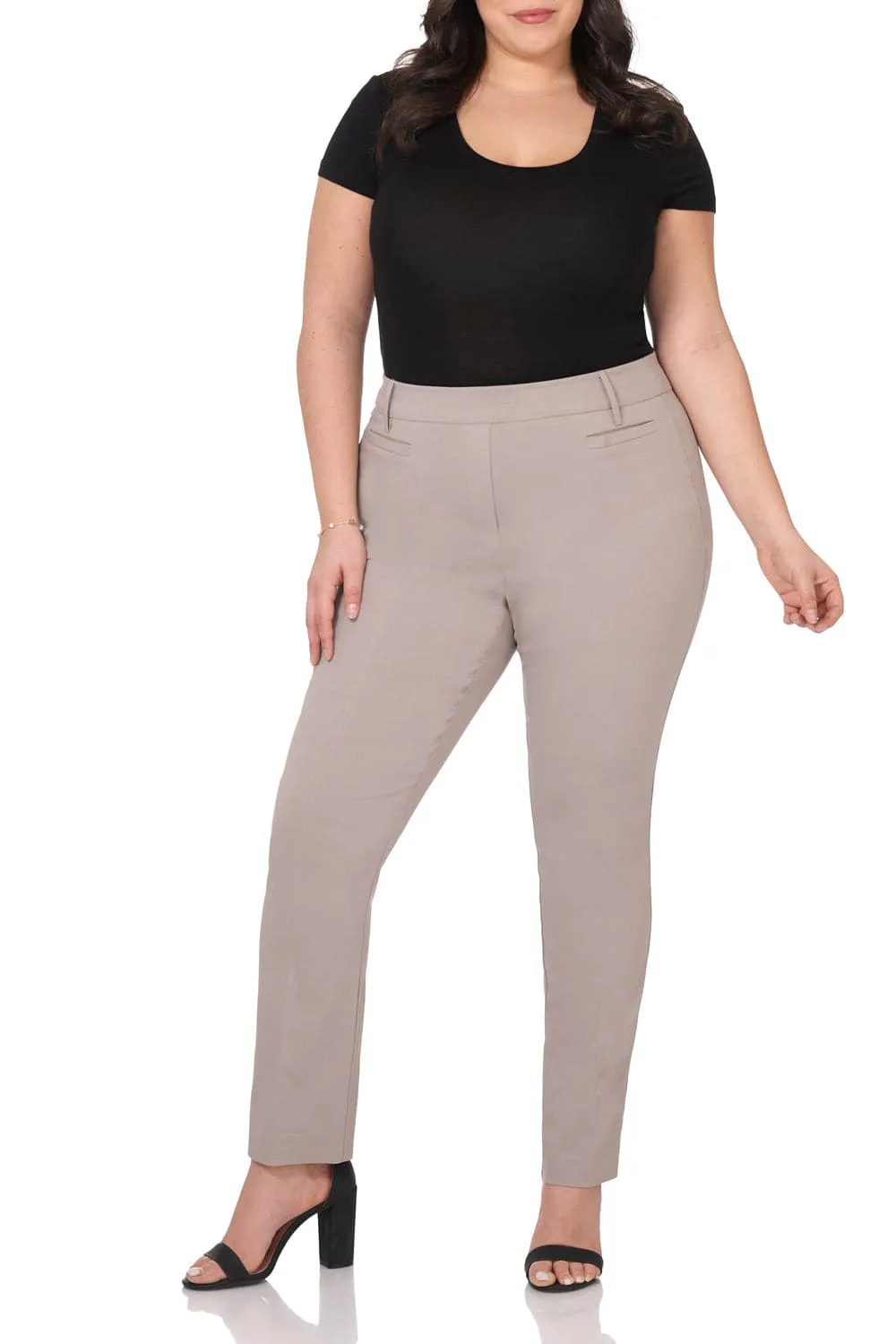 Curvy Pull-on Tummy Control Pants with Real Pockets