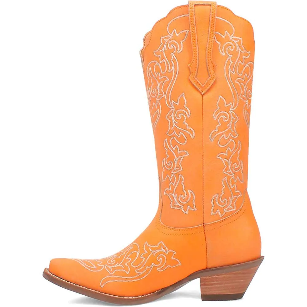 Dingo's Flirty N' Fun Orange Almond Toe Leather Boots