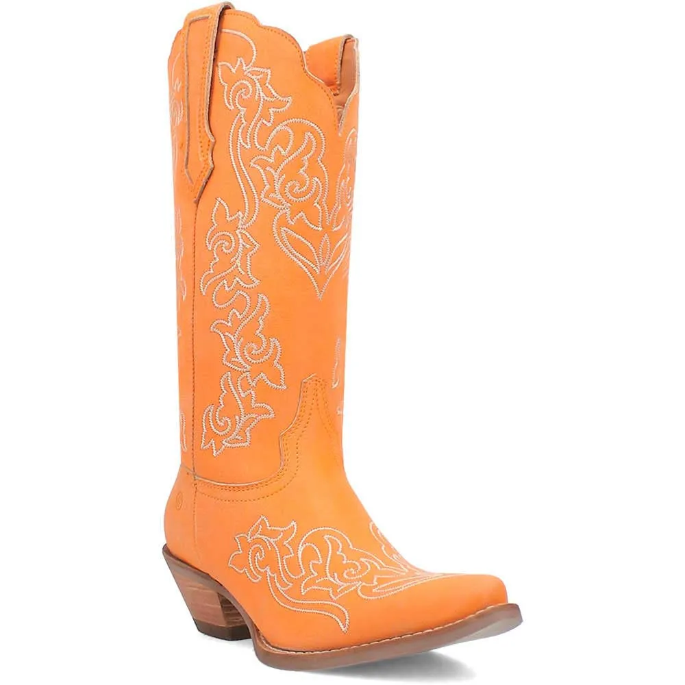 Dingo's Flirty N' Fun Orange Almond Toe Leather Boots