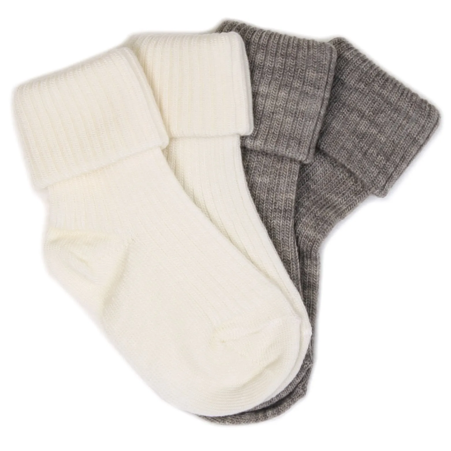 DISCONTINUED Wool Socks, Baby and Toddler, Gray & White - TWO-PAIR PACK