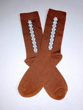 Football Laces Brown Crew Socks