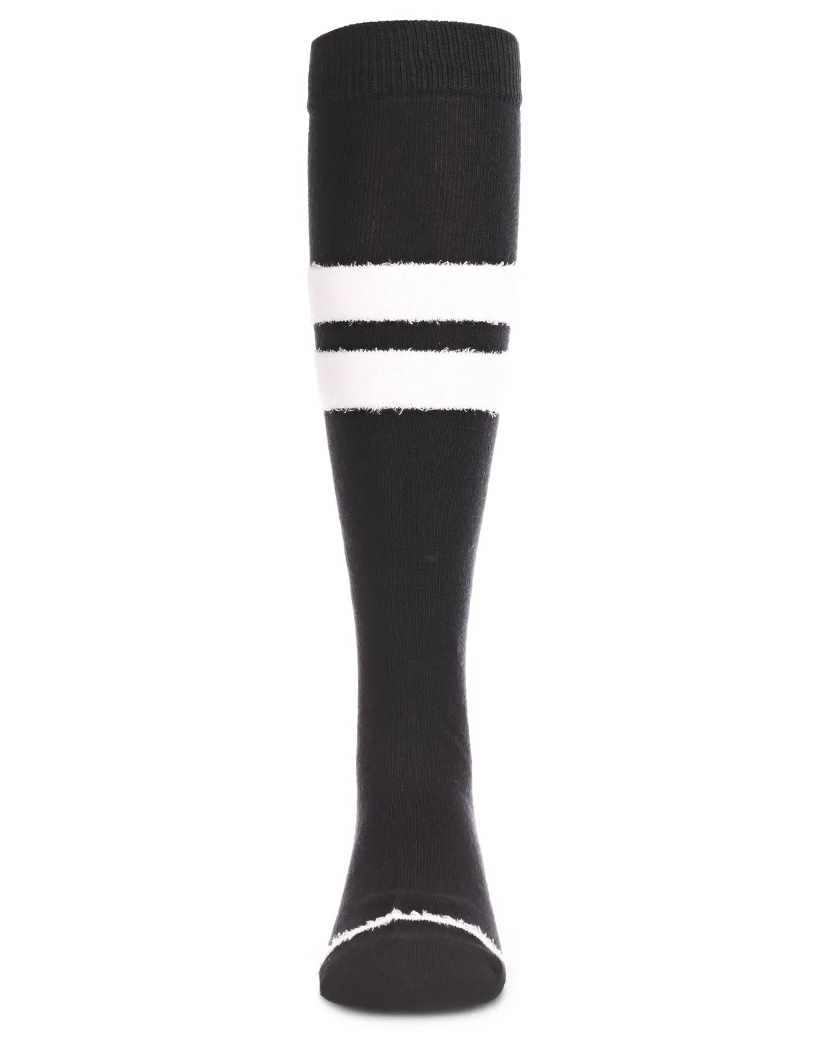 Fuzzy Stripe Cotton Blend Knee High Socks