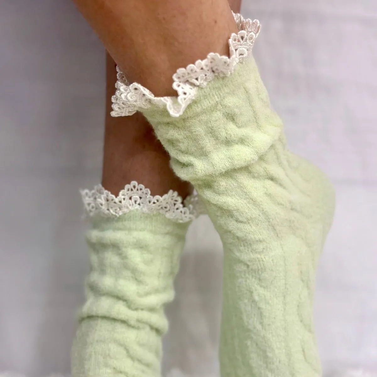 HEAVENLY ultra soft lace sock - mint green