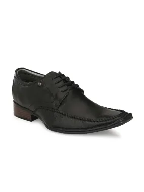 Hitz Men's Black Leather Lace-up Formal Shoes