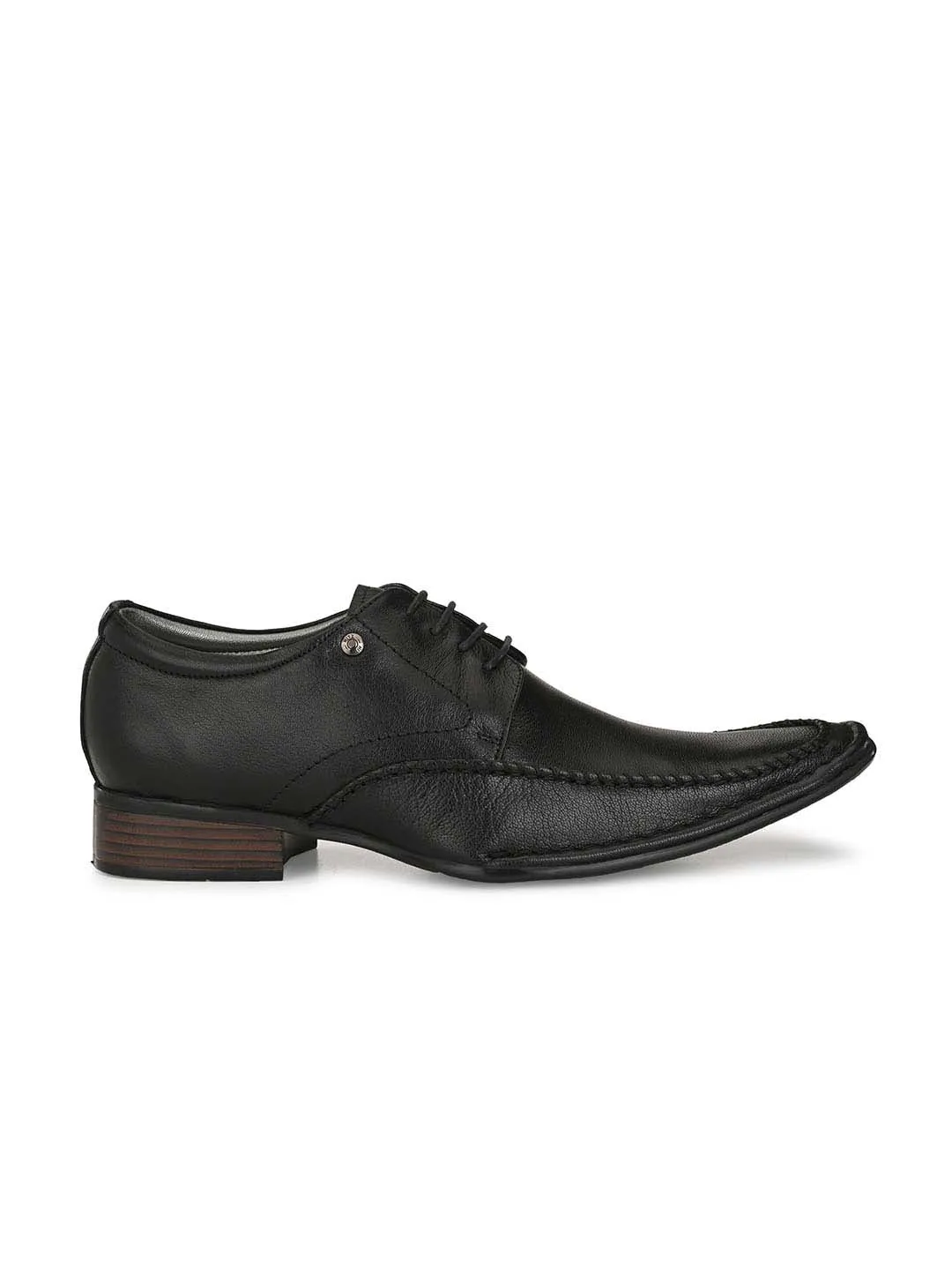 Hitz Men's Black Leather Lace-up Formal Shoes