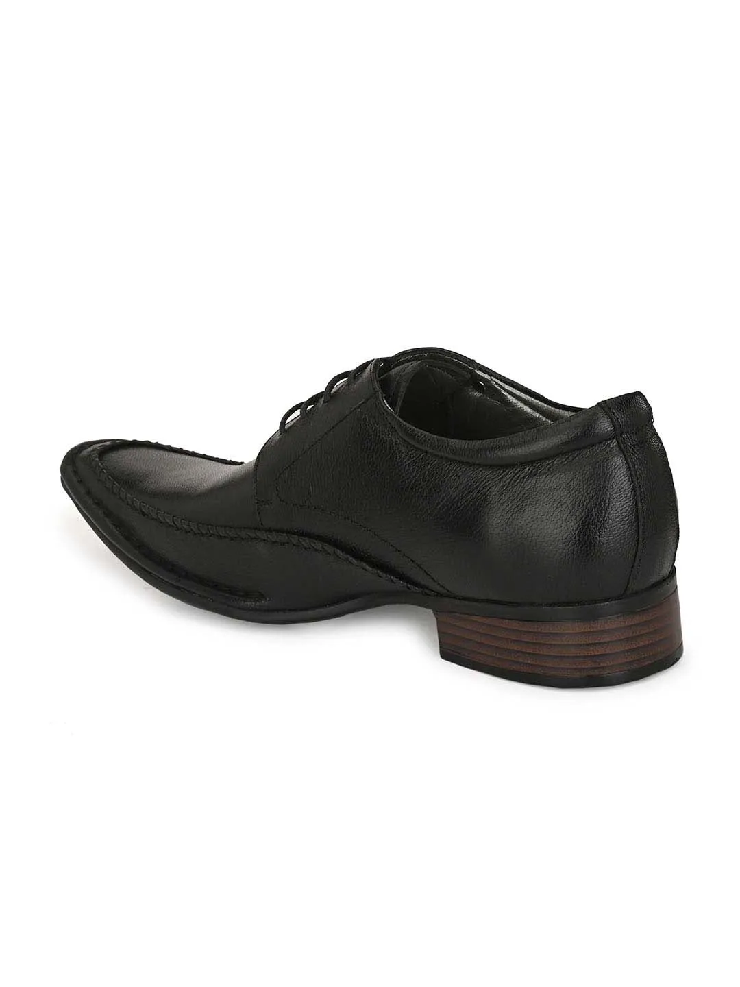 Hitz Men's Black Leather Lace-up Formal Shoes