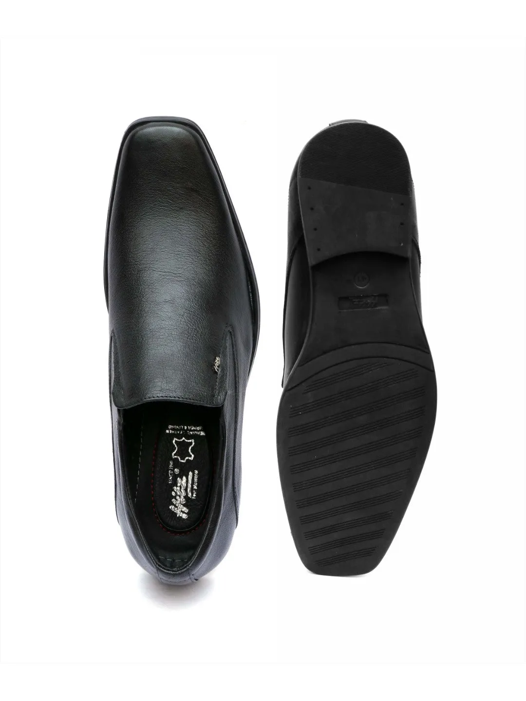 Hitz Men's Black Leather Slip-On Formal Shoes