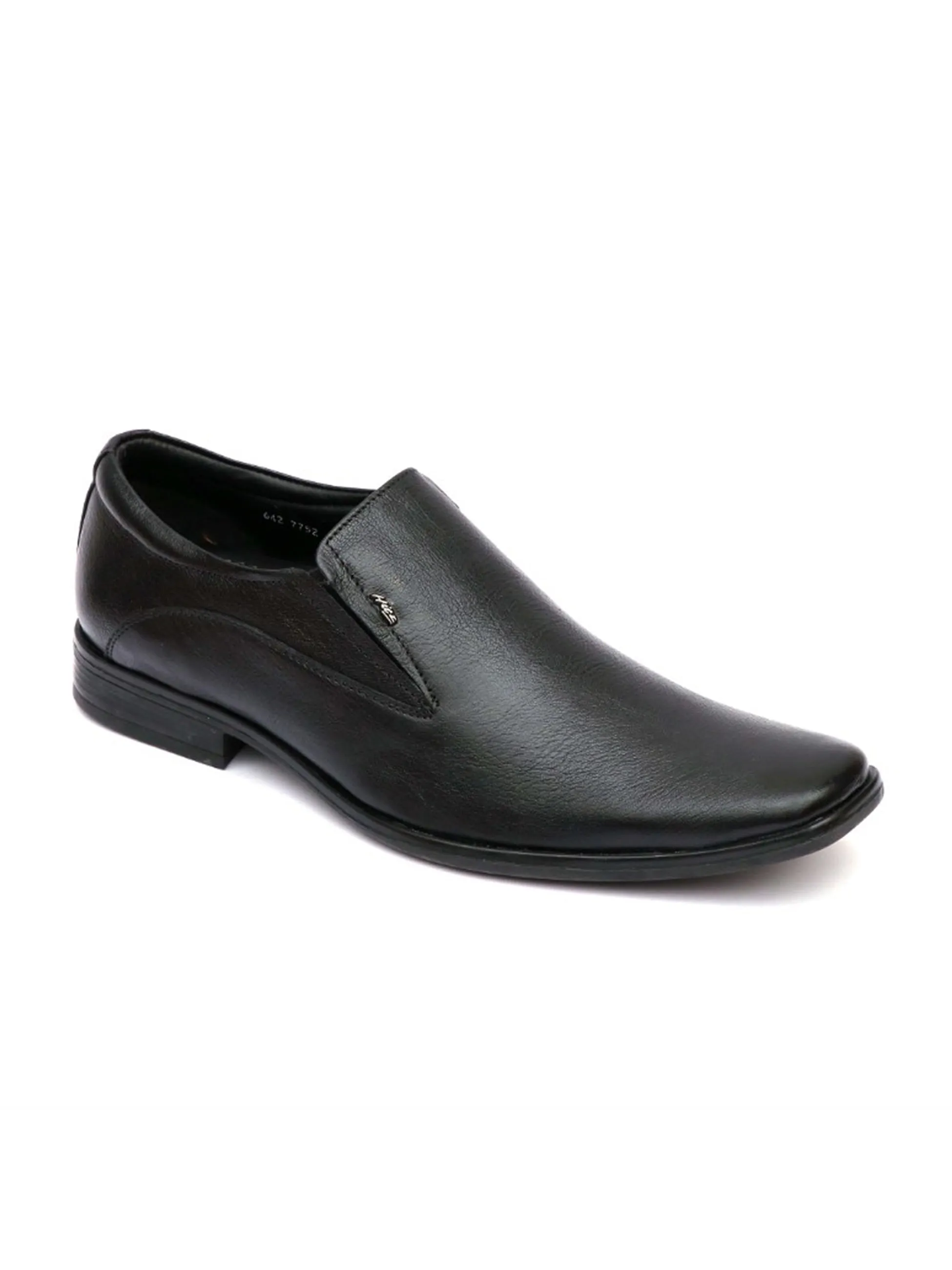 Hitz Men's Black Leather Slip-On Formal Shoes