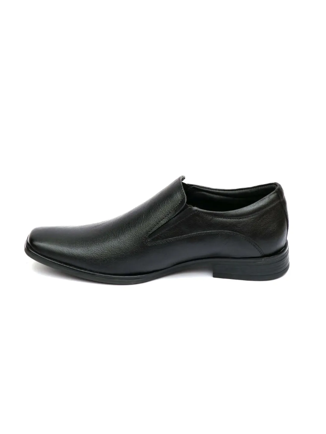 Hitz Men's Black Leather Slip-On Formal Shoes