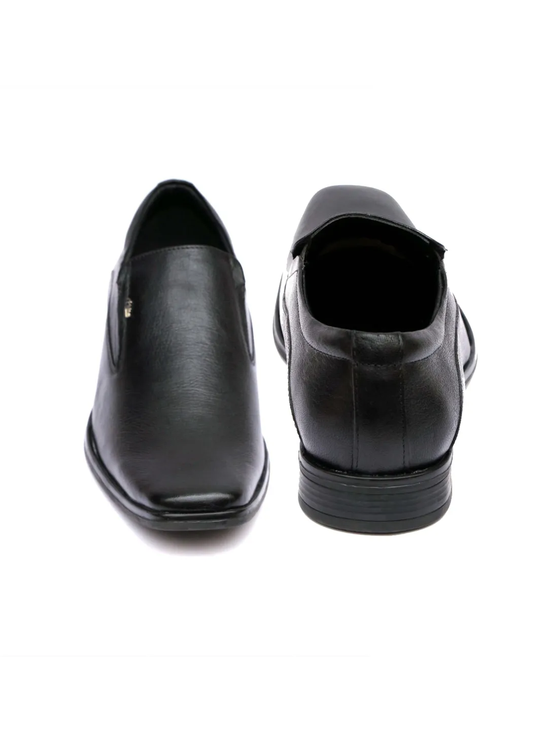 Hitz Men's Black Leather Slip-On Formal Shoes