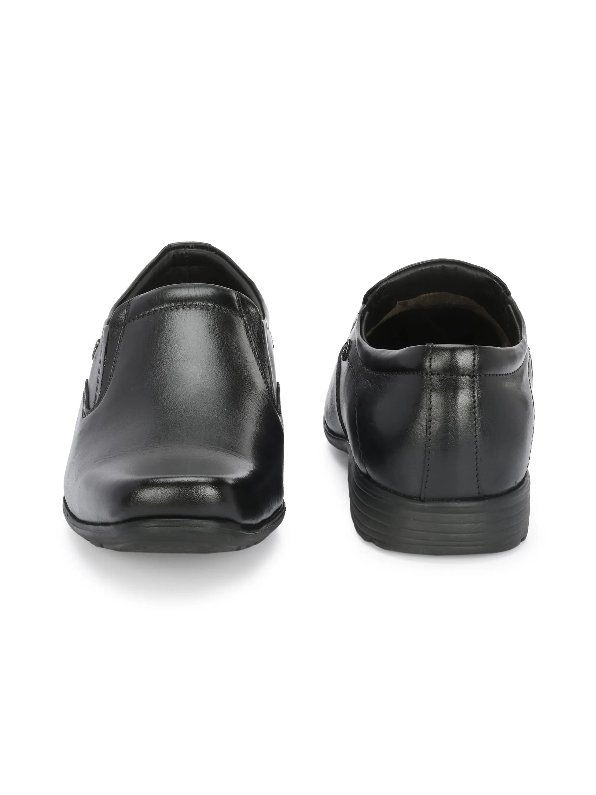 Hitz Men's Black Leather Slip-On Formal Shoes