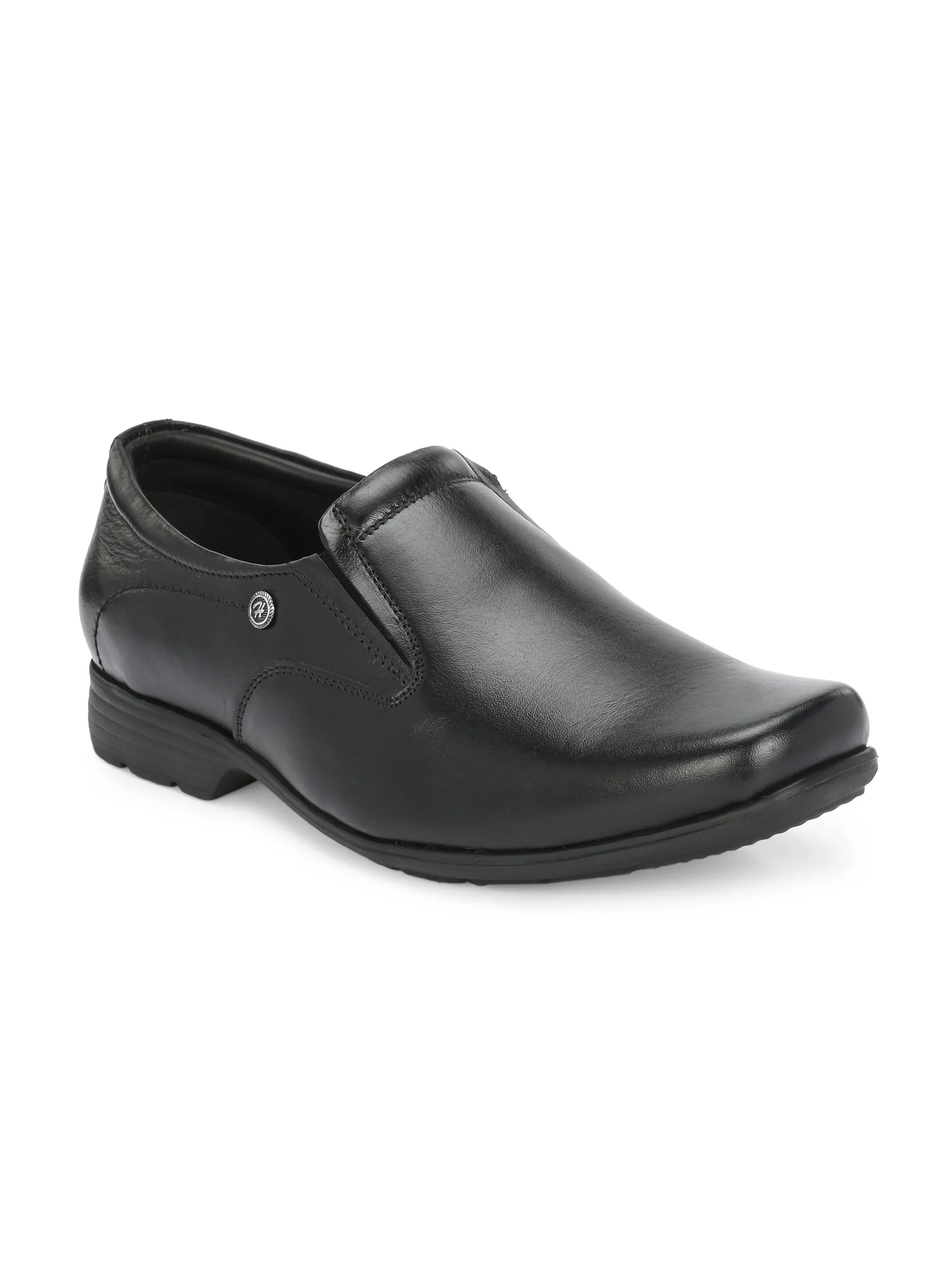 Hitz Men's Black Leather Slip-On Formal Shoes