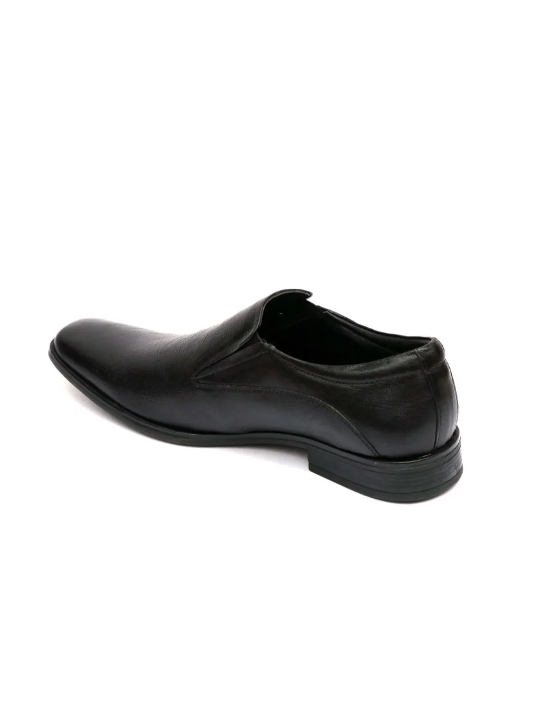 Hitz Men's Black Leather Slip-On Formal Shoes