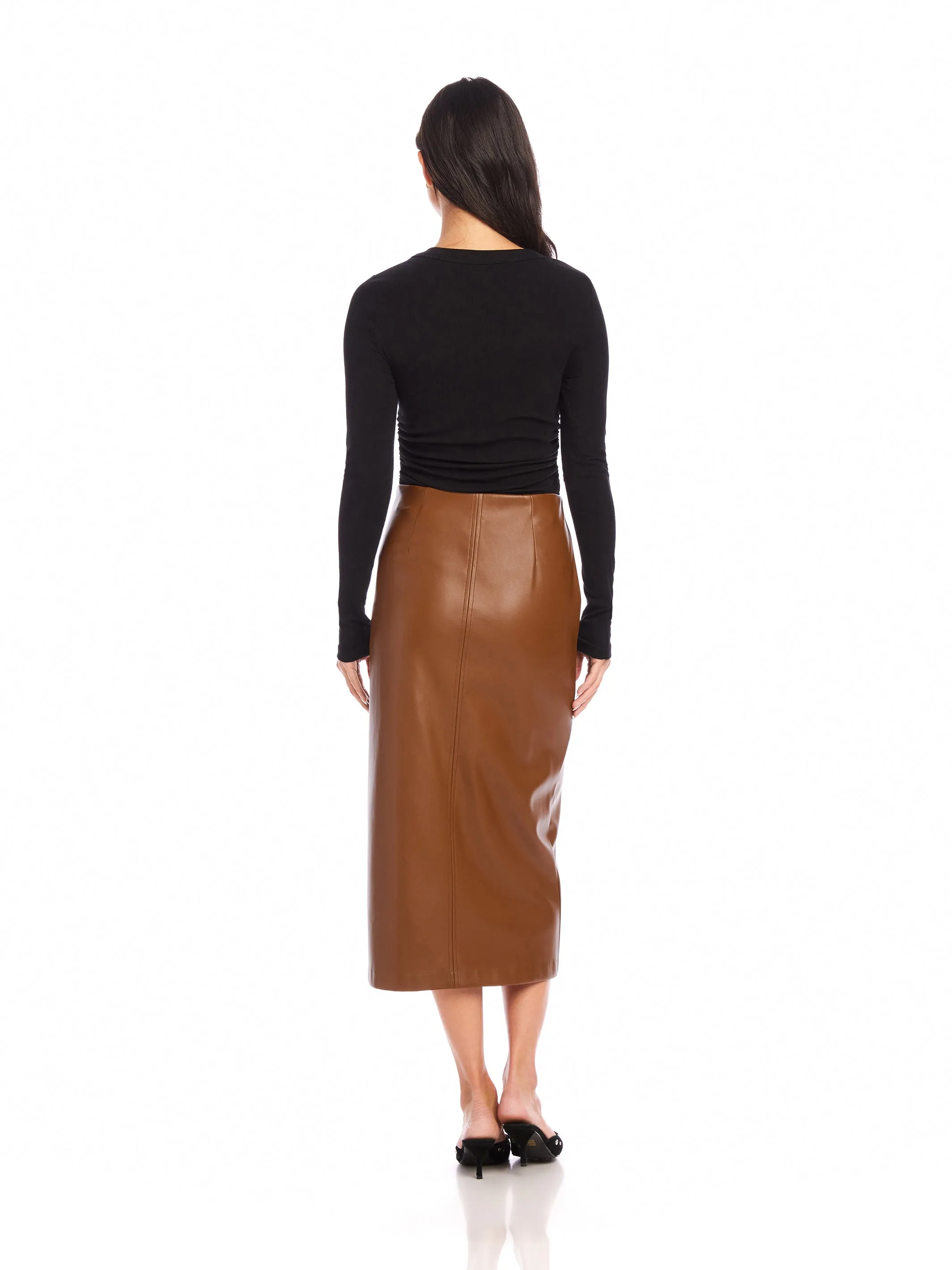 Kaia Faux Leather Midi Skirt