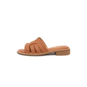 Kris Leather Slippers - Khaki ( KHK )