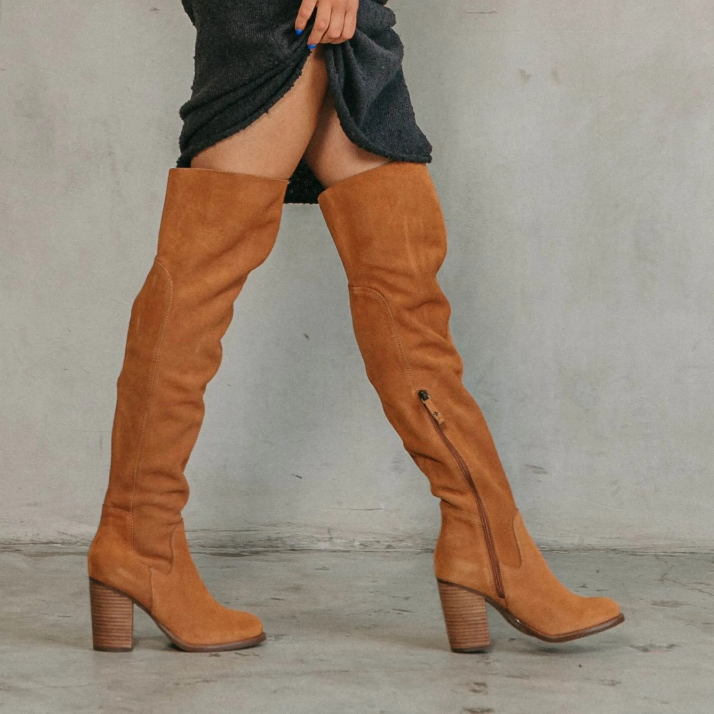 Logan Chestnut Over The Knee Boots