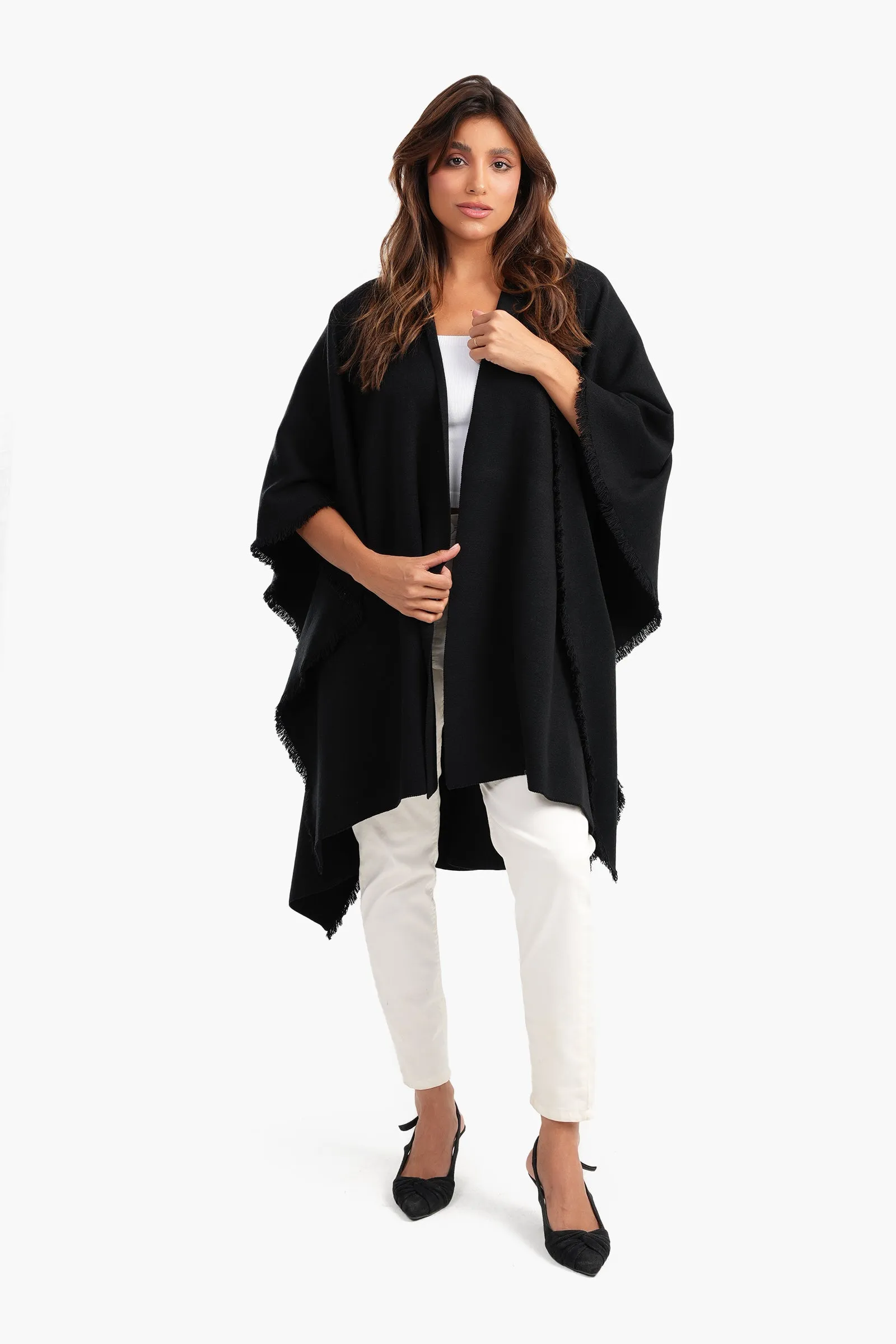 Loose Fit Solid Pattern Poncho