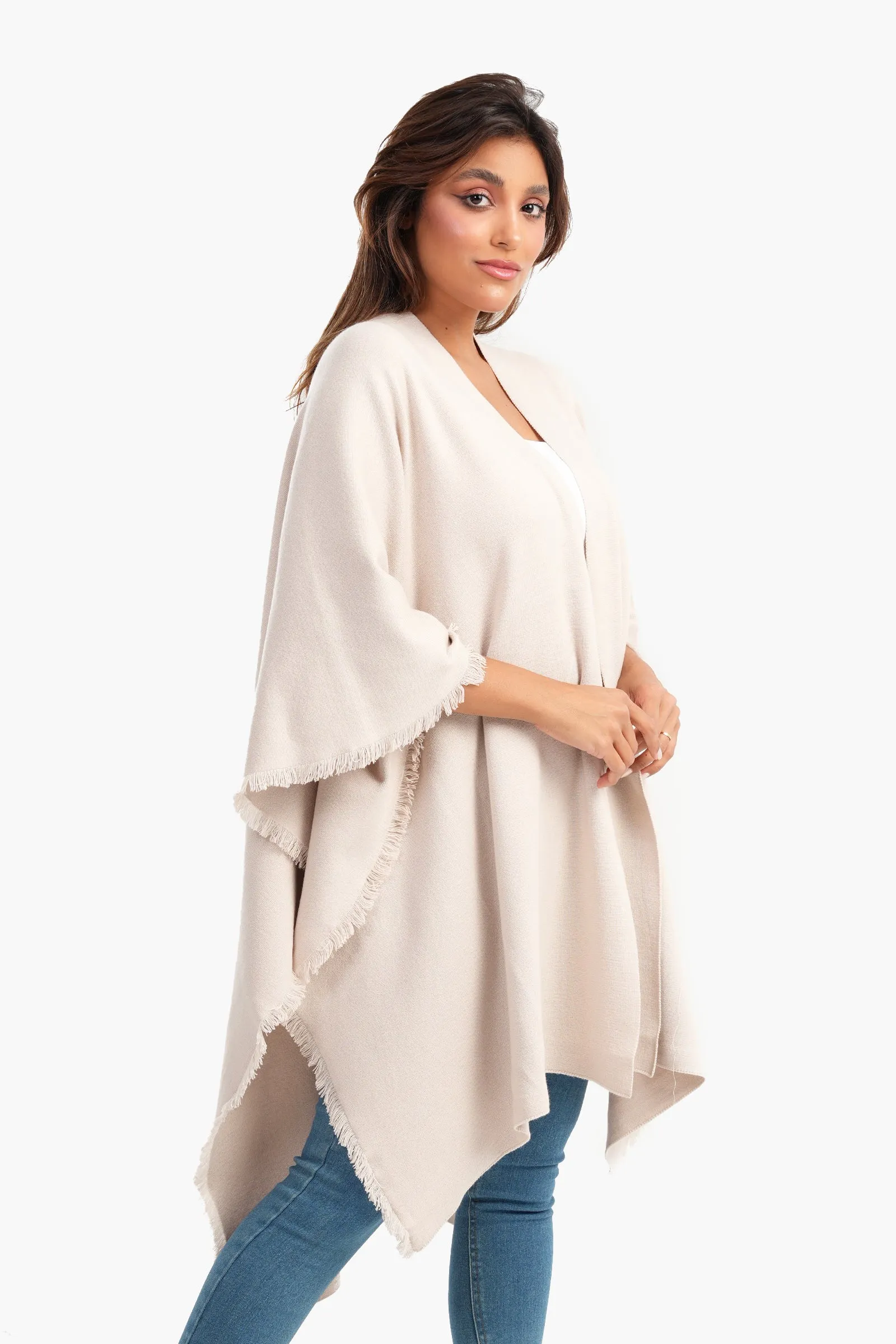 Loose Fit Solid Pattern Poncho