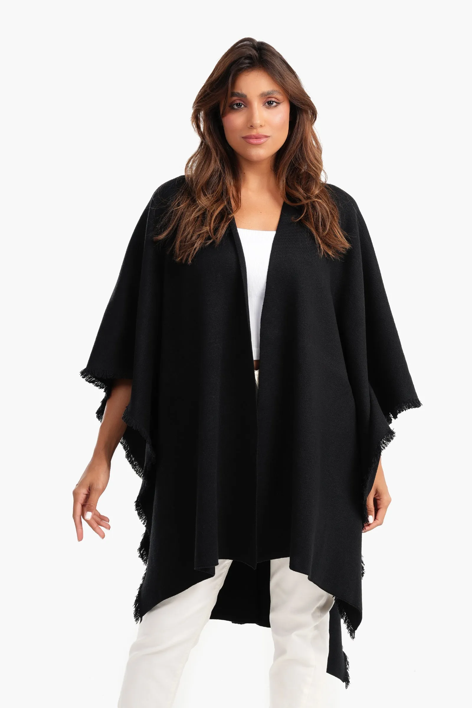 Loose Fit Solid Pattern Poncho