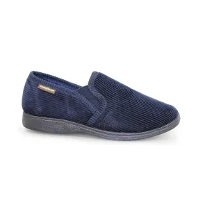 Mens Bedroom Slippers Goodyear Navy Double Gusset Humber