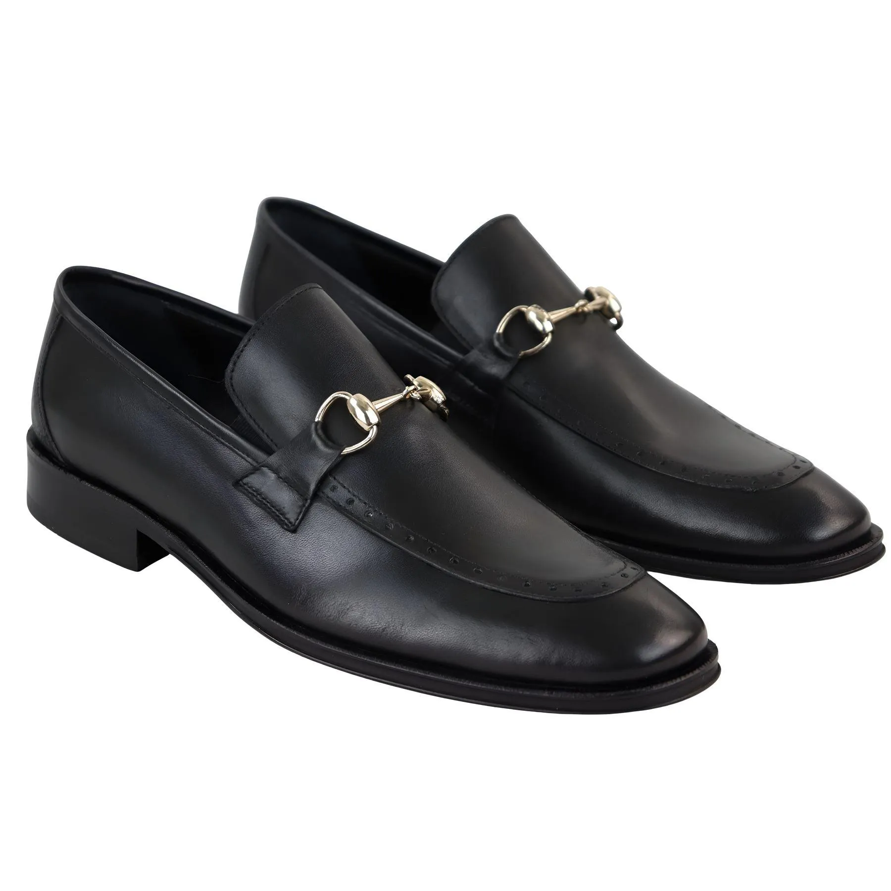 Men's Black Moccasin Loafers Shoes Slip On Genuine Leather Formal Shoe