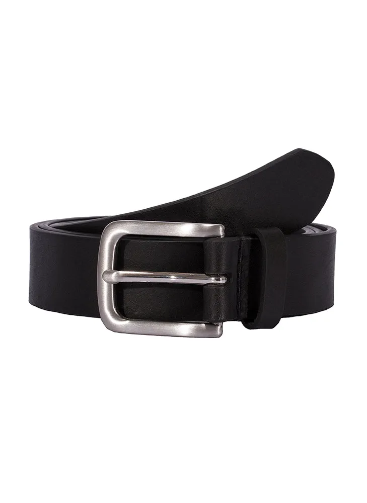 Men's Lined Full-Grain Leather Belt with Satin Nickel Buckle