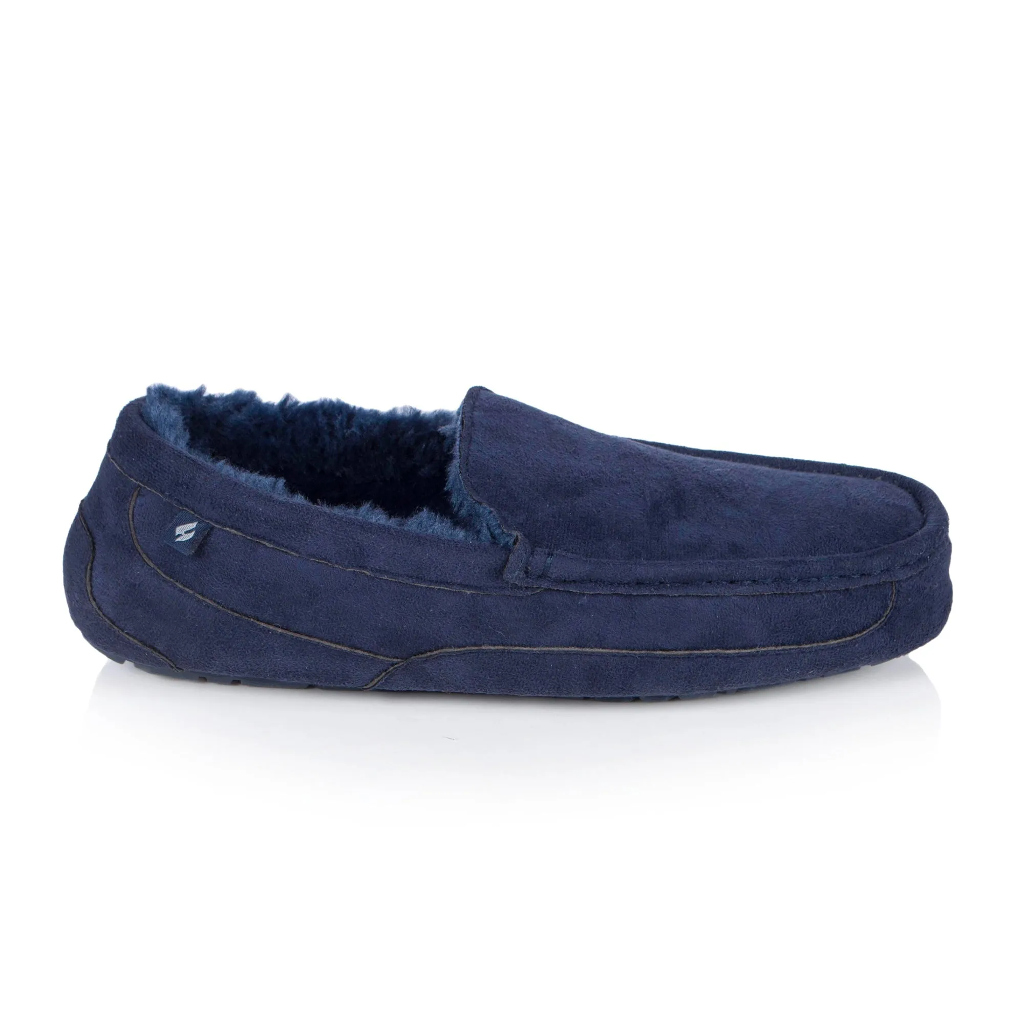 Mens Memory Foam Slippers Navy with Durable Sole