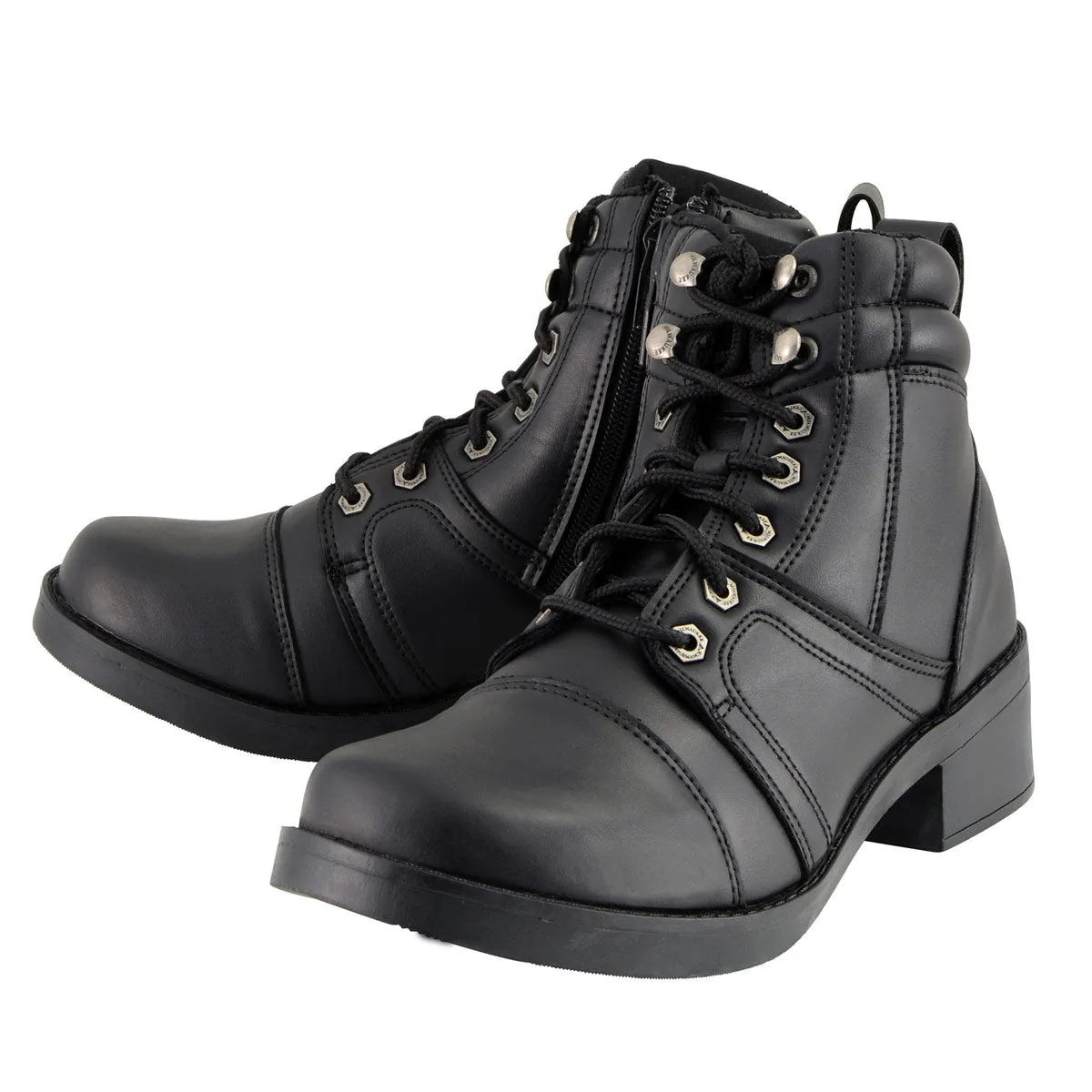 Milwaukee Leather MBK9255 Boys Black Lace-Up Boots with Side Zipper