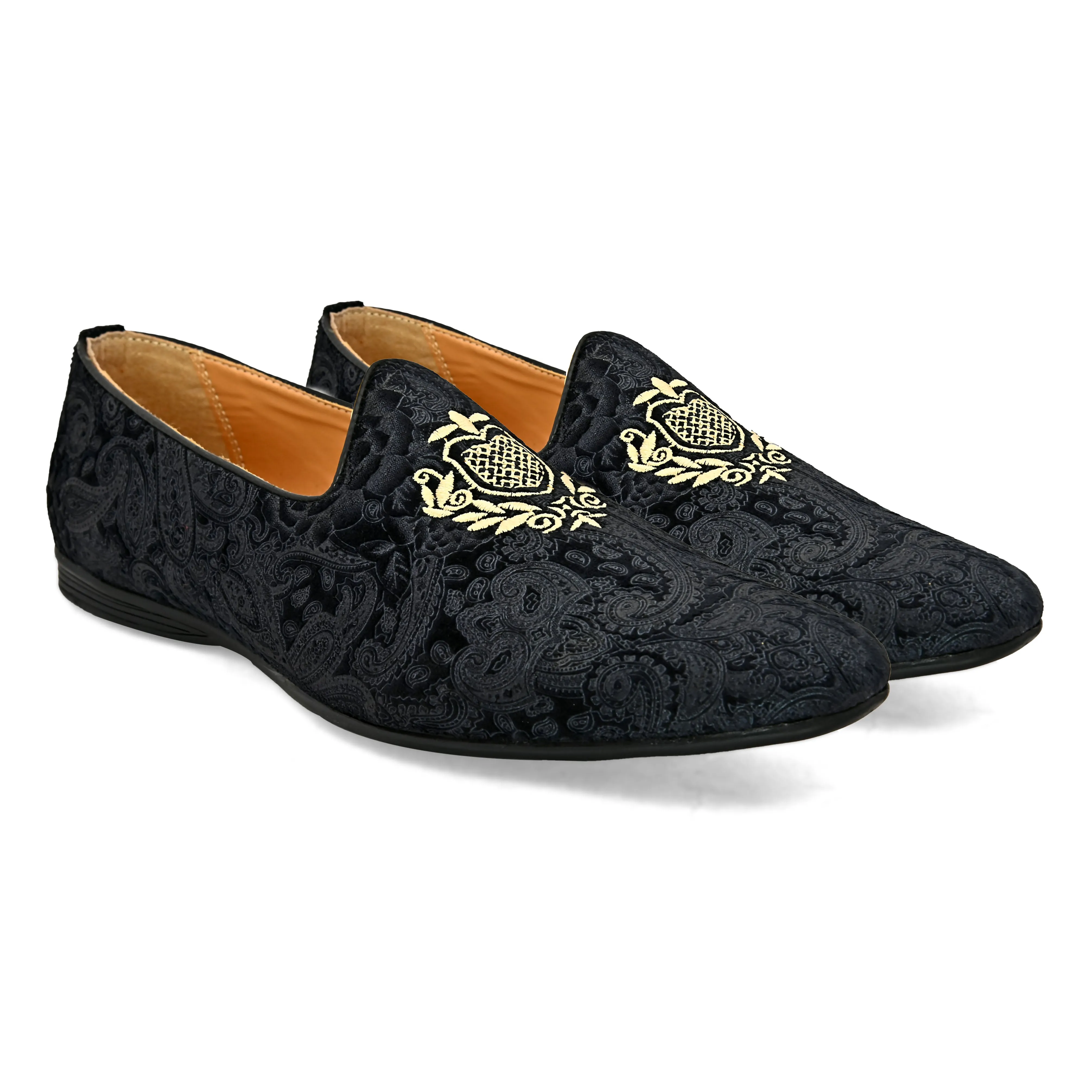 Mistry Black Embrodered Slip-Ons