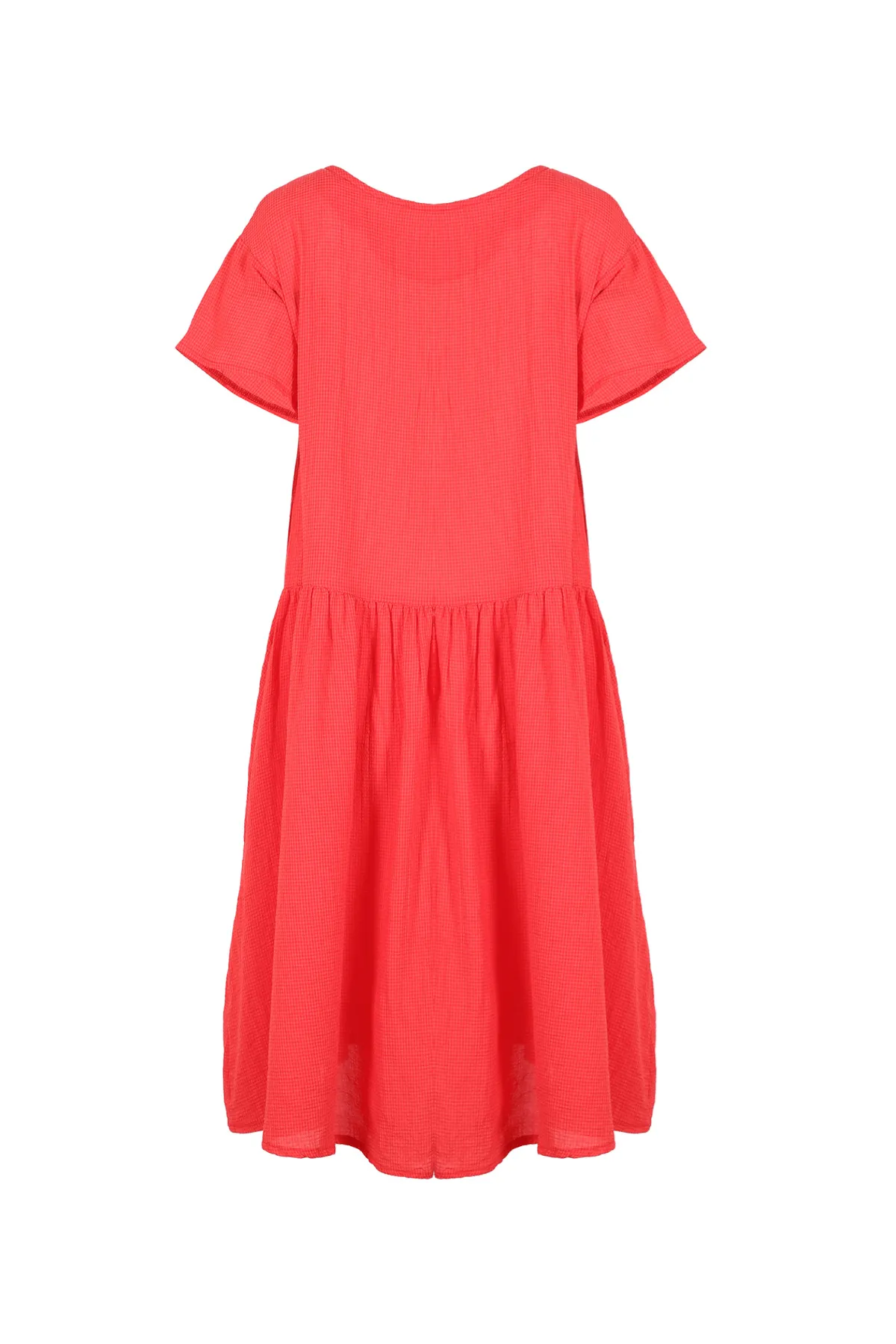 Pacific Drop Waist Dress Tangerine in Seersucker