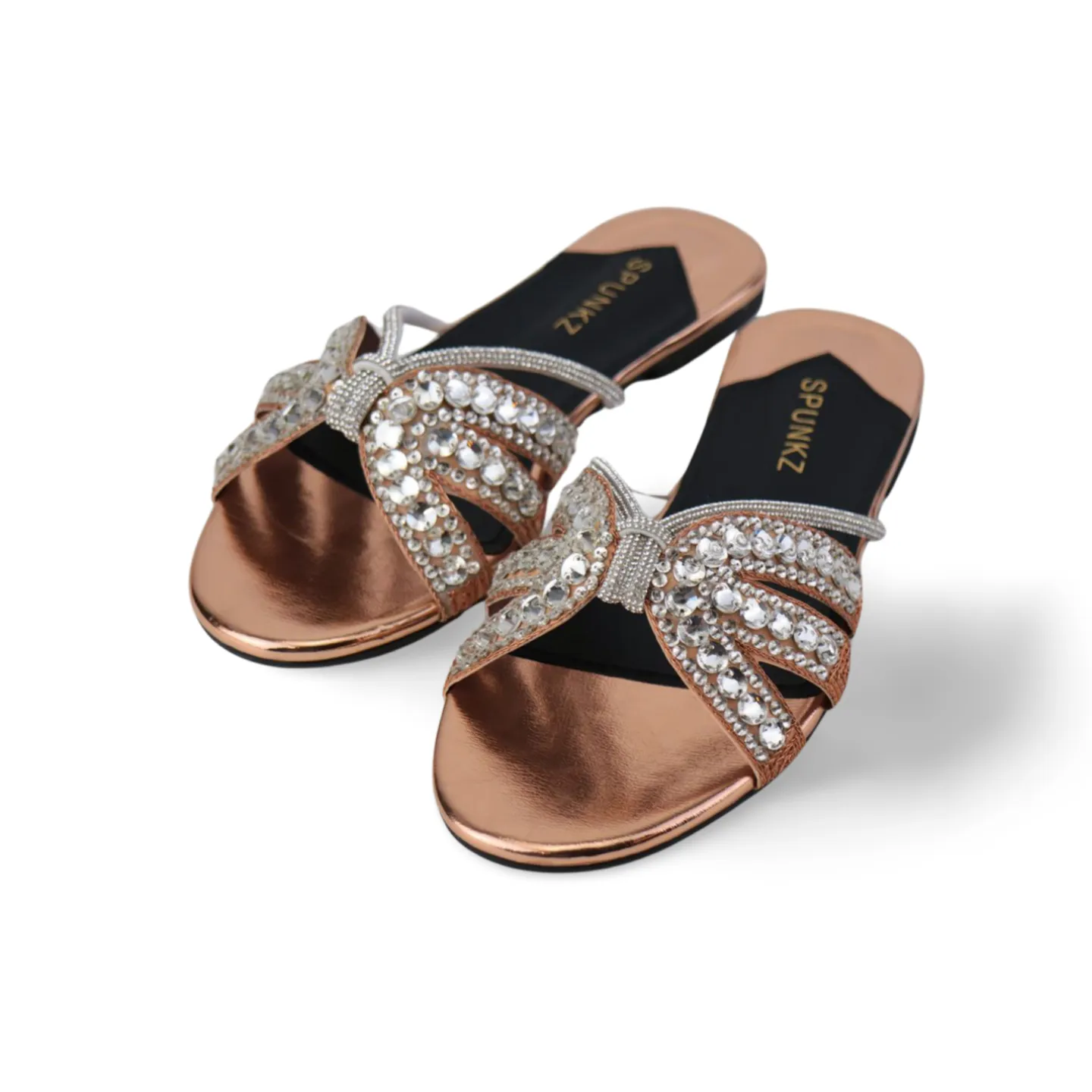 Rhinestone Strap Flat Sandals - Stylish and Comfortable for Any Occasion