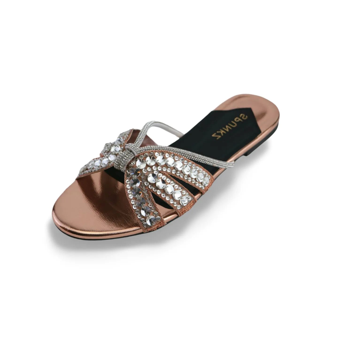 Rhinestone Strap Flat Sandals - Stylish and Comfortable for Any Occasion