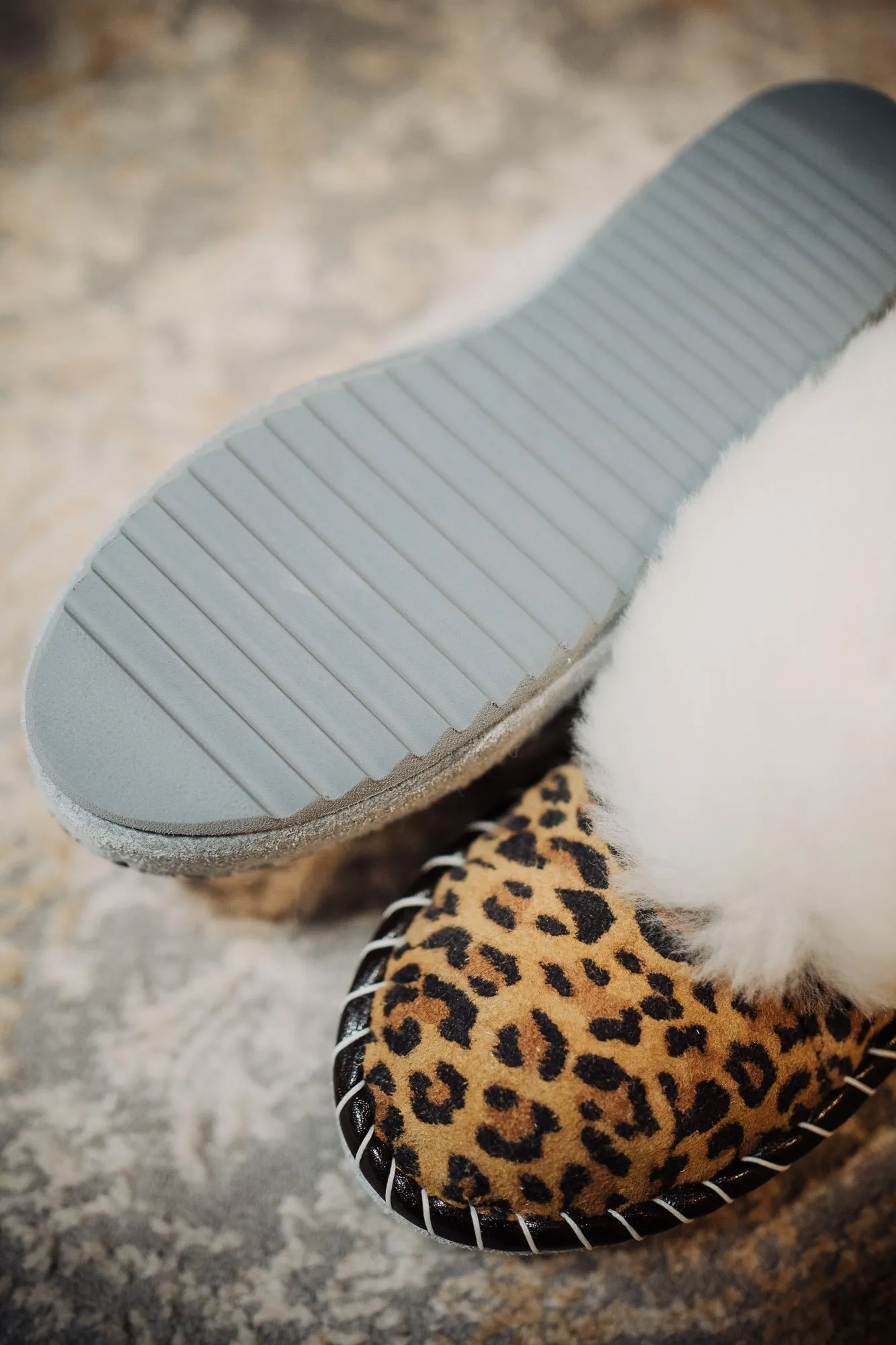 Sheepskin Slippers leopard pattern