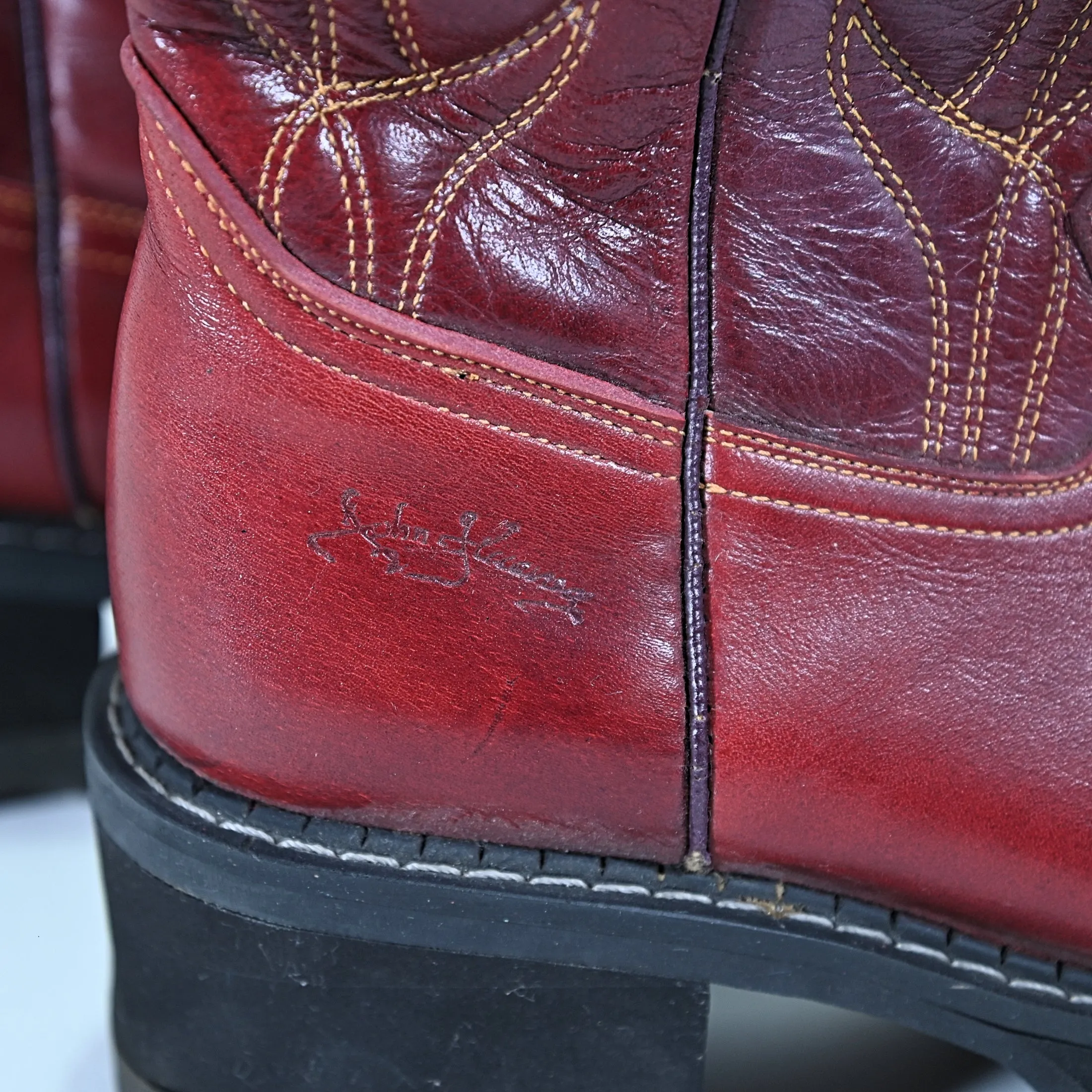 SOLD Vintage John Fleuvog Cowboy Boots, 90s Y2K Red Leather Platform Boots