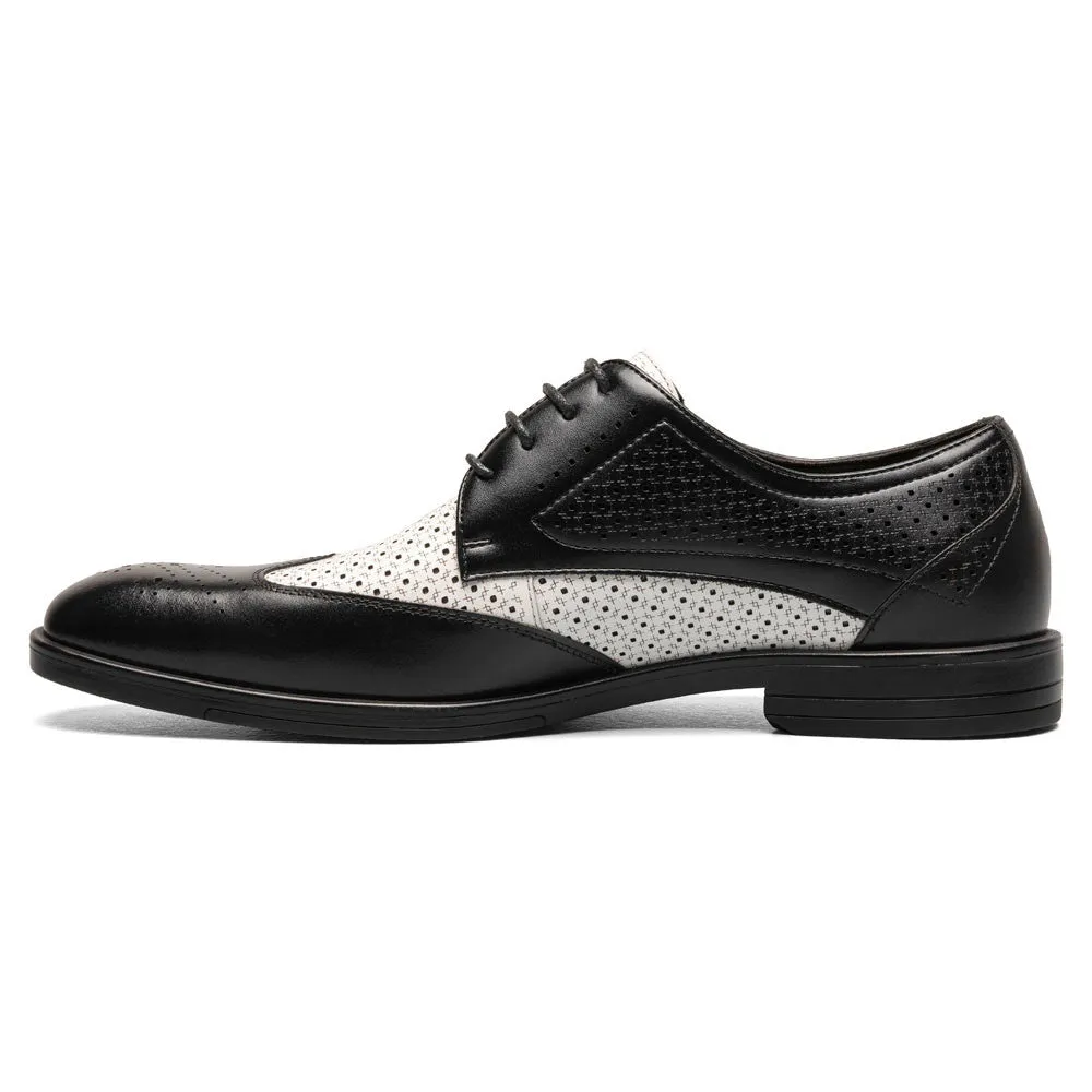 Stacy Adams Black and White Asher Wingtip Lace Up Shoes