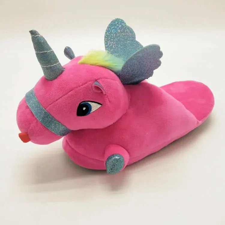 Unicorn Plush Slippers with LED Light